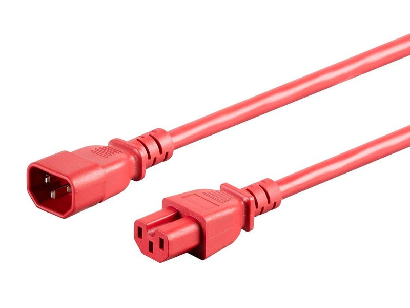 Monoprice Heavy Duty Power Cable - IEC 60320 C14 to IEC 60320 C15, 15 Amp, 1875 Watt, SJT, 125 Volt, 14AWG, 3 Feet, Red - Image 2